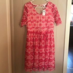 NWT Motherhood Maternity Pink Lace Dress Size L